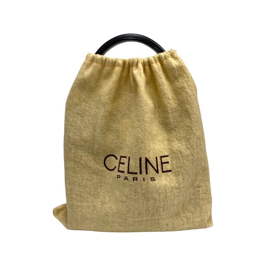 極美品 保存袋付 CELINE セリーヌ ヴィンテージ ロゴ リング 金具 カーフ レザー 本革 2way ハンドバッグ ショルダーバッグ ネイビー  07399