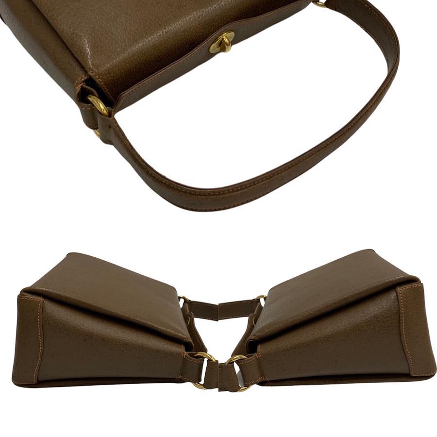 Storage bag with GUCCI Old Gucci Gucci vintage turn lock leather genuine  leather handbag mini tote bag brown 09256