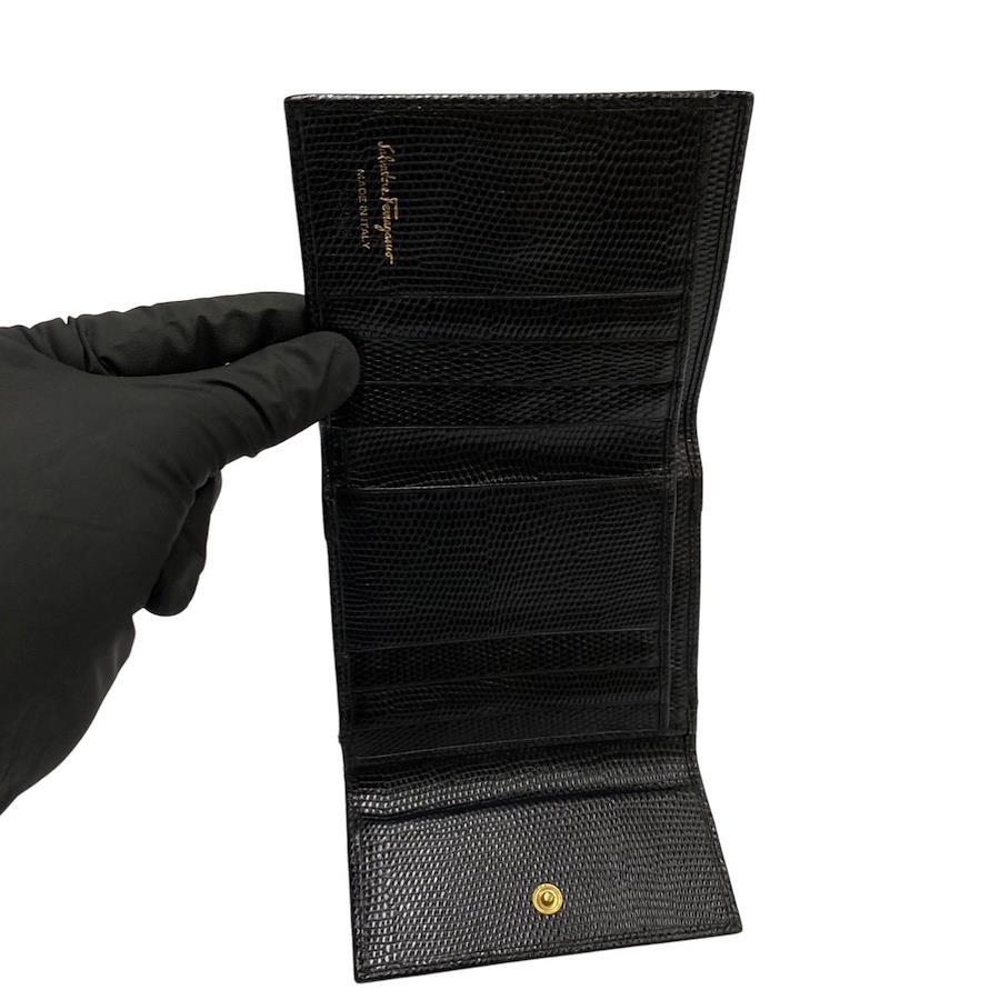 Salvatore Ferragamo Vala Ribbon Leather Metal Clasp Folded Wallet