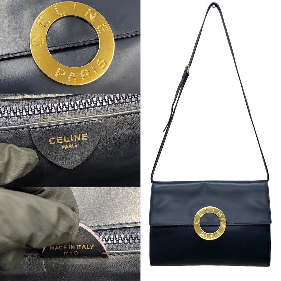 Buy Free Shipping CELINE Celine Circle Logo Metal Fittings Calf Leather  Genuine Leather 2way Shoulder Bag Pochette Clutch Bag Navy 37376 from Japan  - Buy authentic Plus exclusive items from Japan