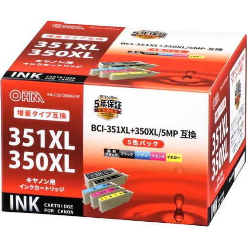 Canon Ink Cartridge BCI-351XL + 350XL / 5MP Compatible Pigment Black + Dye  4 Color Pack INK-C351350XLB-5P