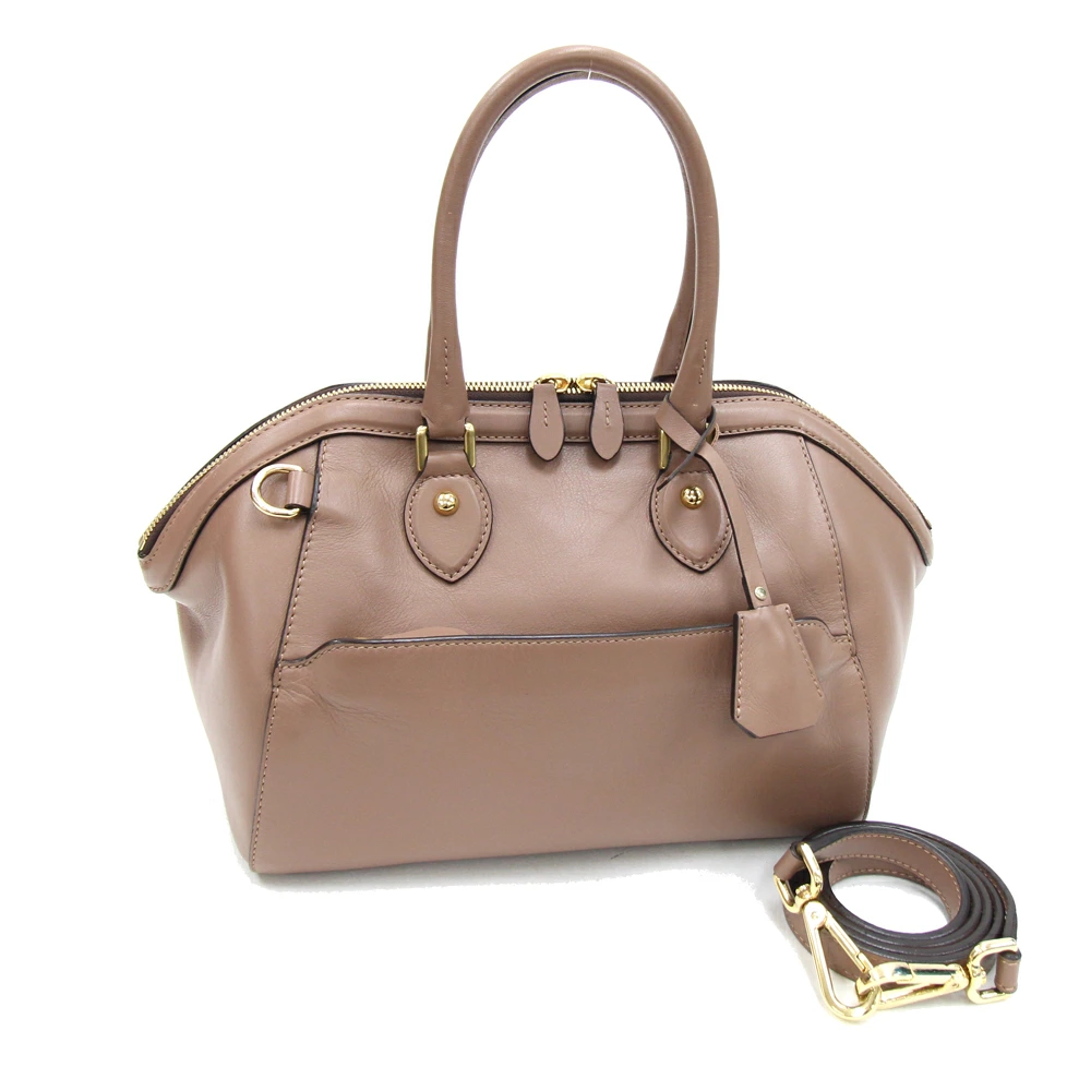 J&M Davidson 2-Way Handbag Brown Leather Used Crossbody Shoulder