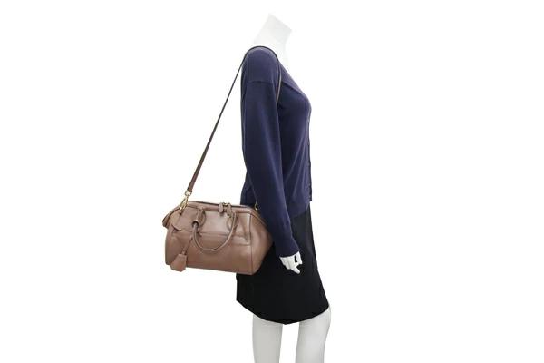 J&M Davidson 2-Way Handbag Brown Leather Used Crossbody Shoulder